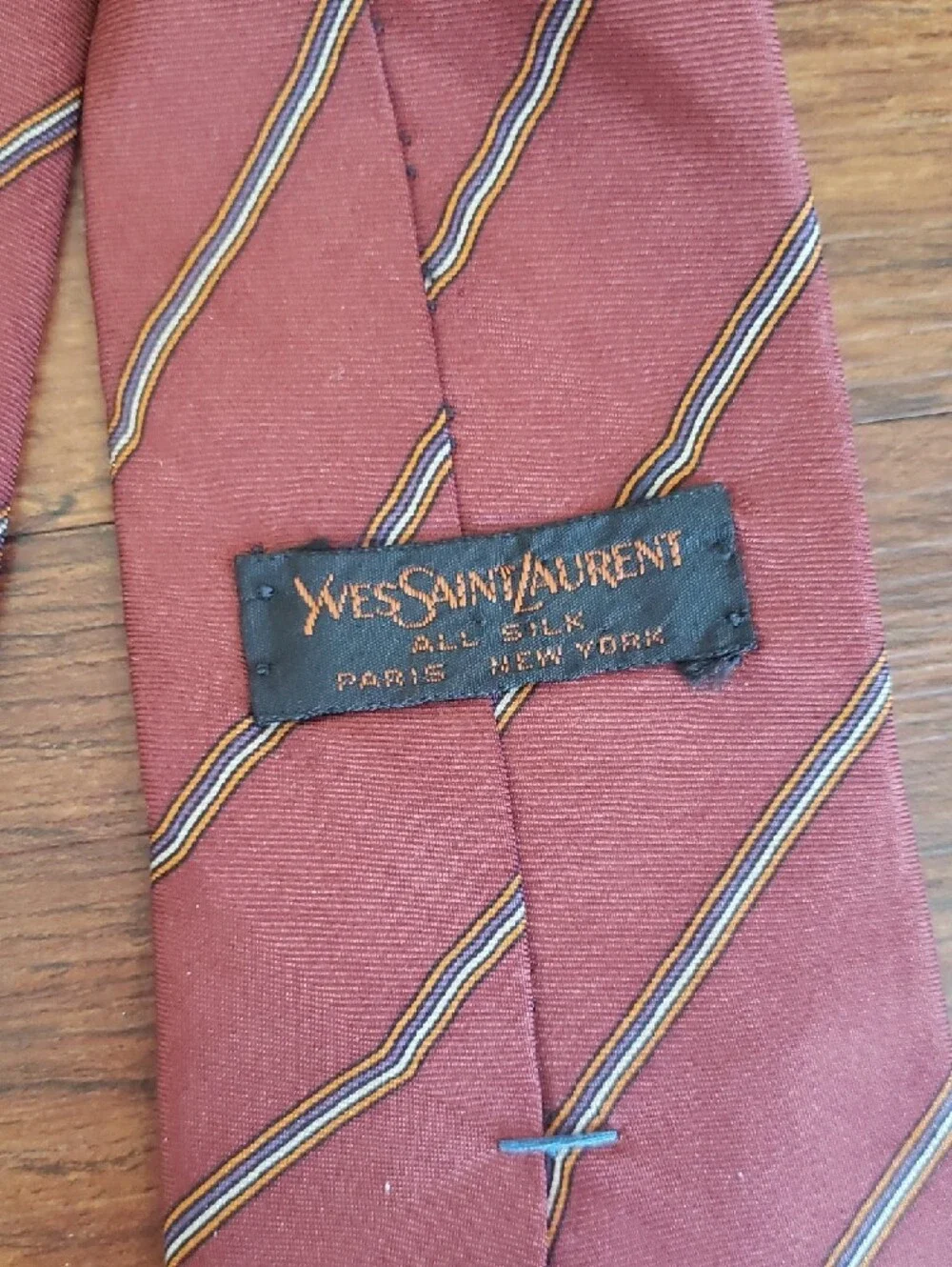 Yves Saint Laurent Silk Classic Rust Striped Men's Tie Vintage Designer